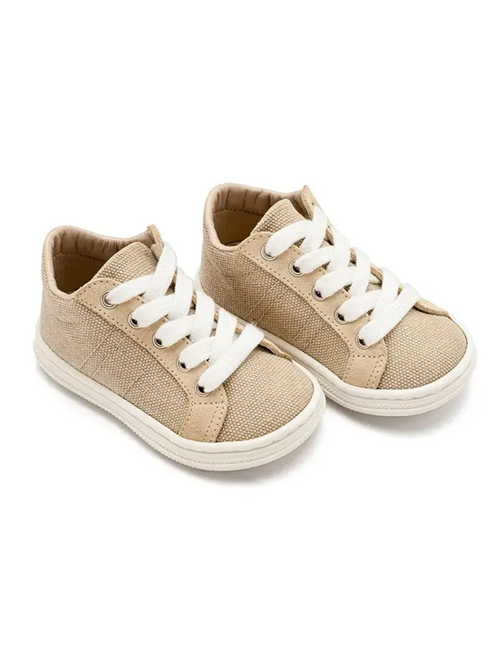 Sneaker Δετό Από Ύφασμα & Δέρμα Babywalker