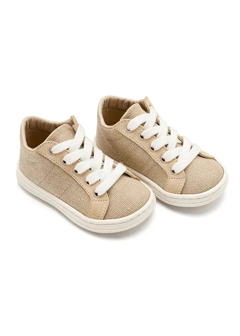 Sneaker Δετό Από Ύφασμα & Δέρμα Babywalker