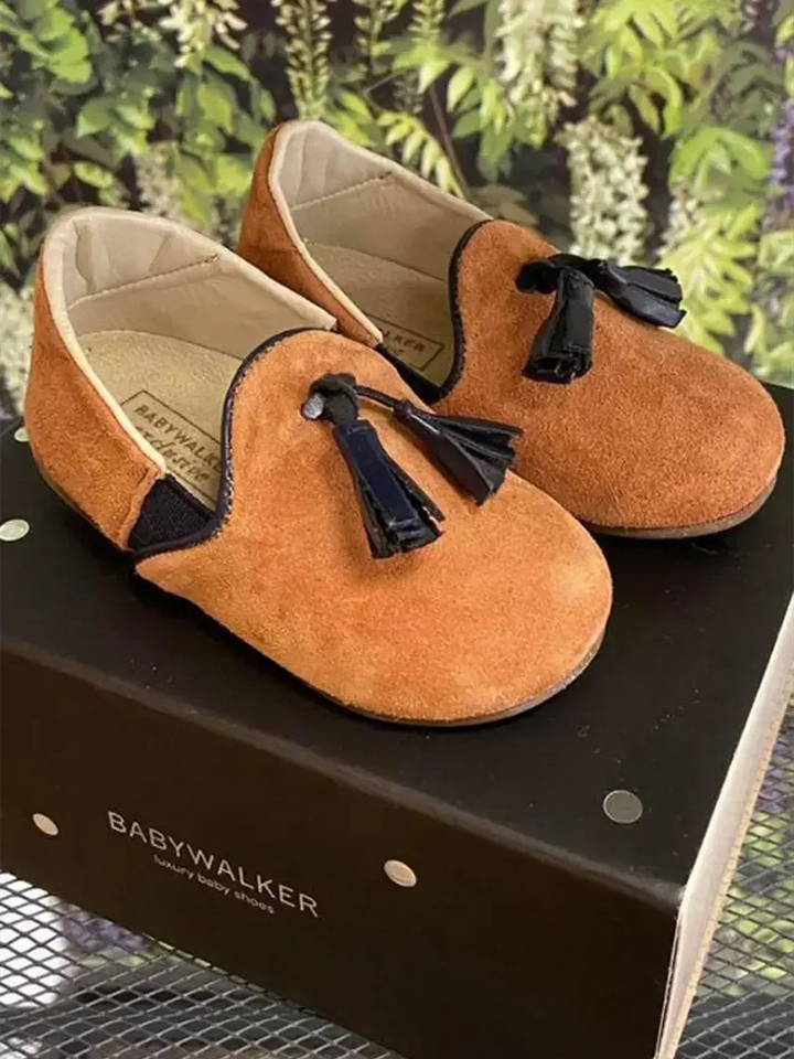 Μοκασίνι Από Δέρμα Suede Με Φουντάκια Babywalker