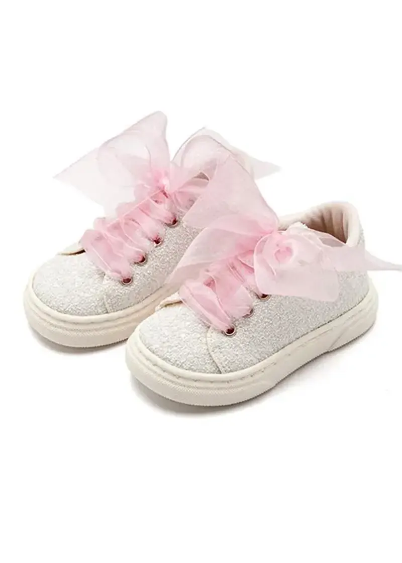 Sneaker Από Ύφασμα Glitter Με Κορδέλα Οργάντζας Babywalker