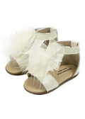 Πέδιλο Δερμάτινο Διακοσμημένο Με Chiffon Πον Πον Babywalker