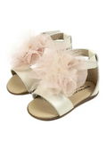 Πέδιλο Δερμάτινο Διακοσμημένο Με Chiffon Πον Πον Babywalker