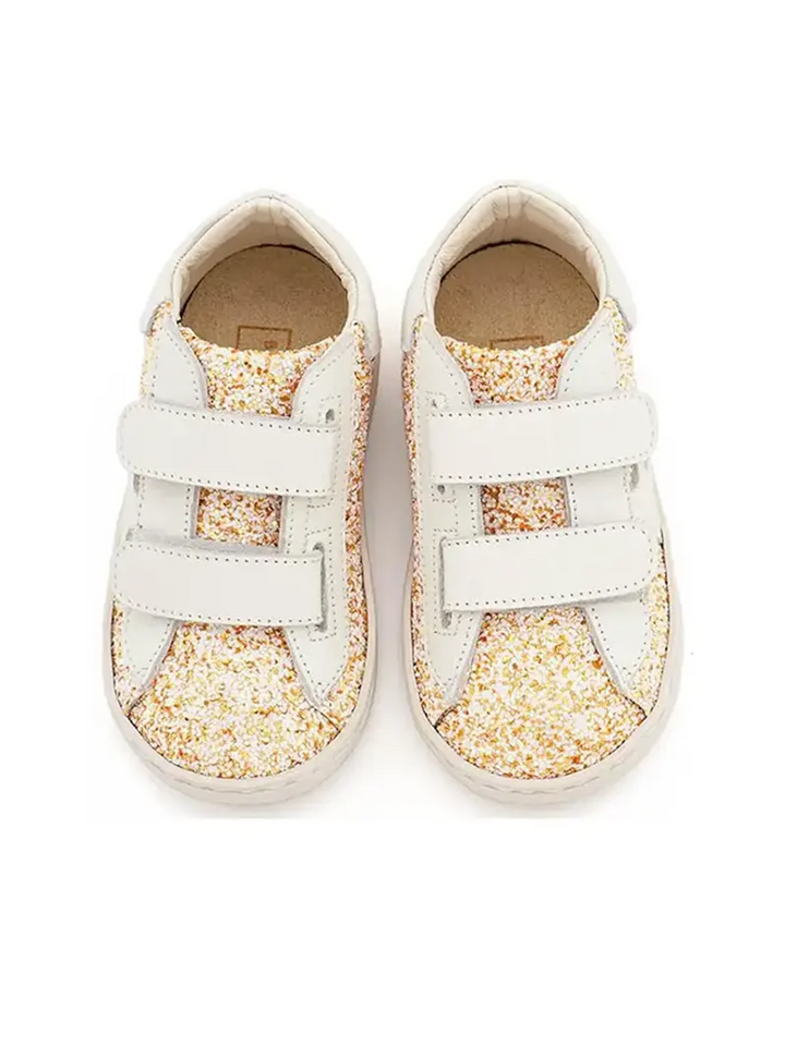 Sneaker Διπλή Μπαρέτα Χρατς Από Glitter & Δέρμα Με Αστέρι Στο Πλάι Babywalker