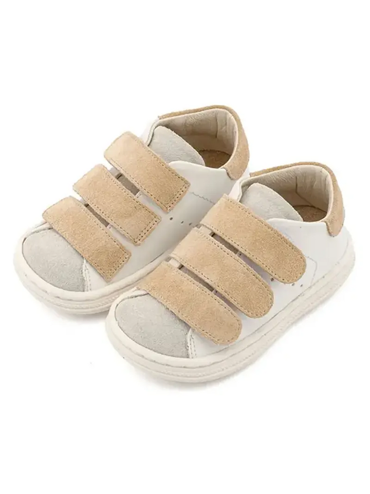 Δίχρωμο Δερμάτινο Sneaker Τριπλή Μπαρέτα Χρατς Babywalker