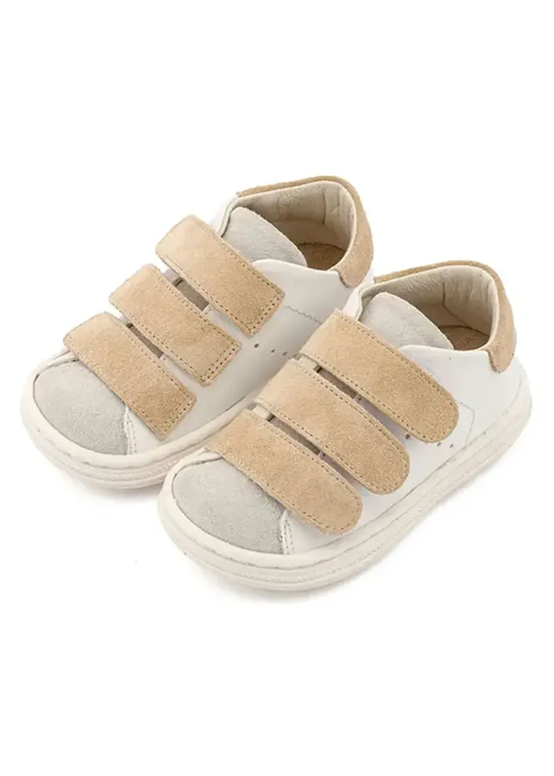 Δίχρωμο Δερμάτινο Sneaker Τριπλή Μπαρέτα Χρατς Babywalker