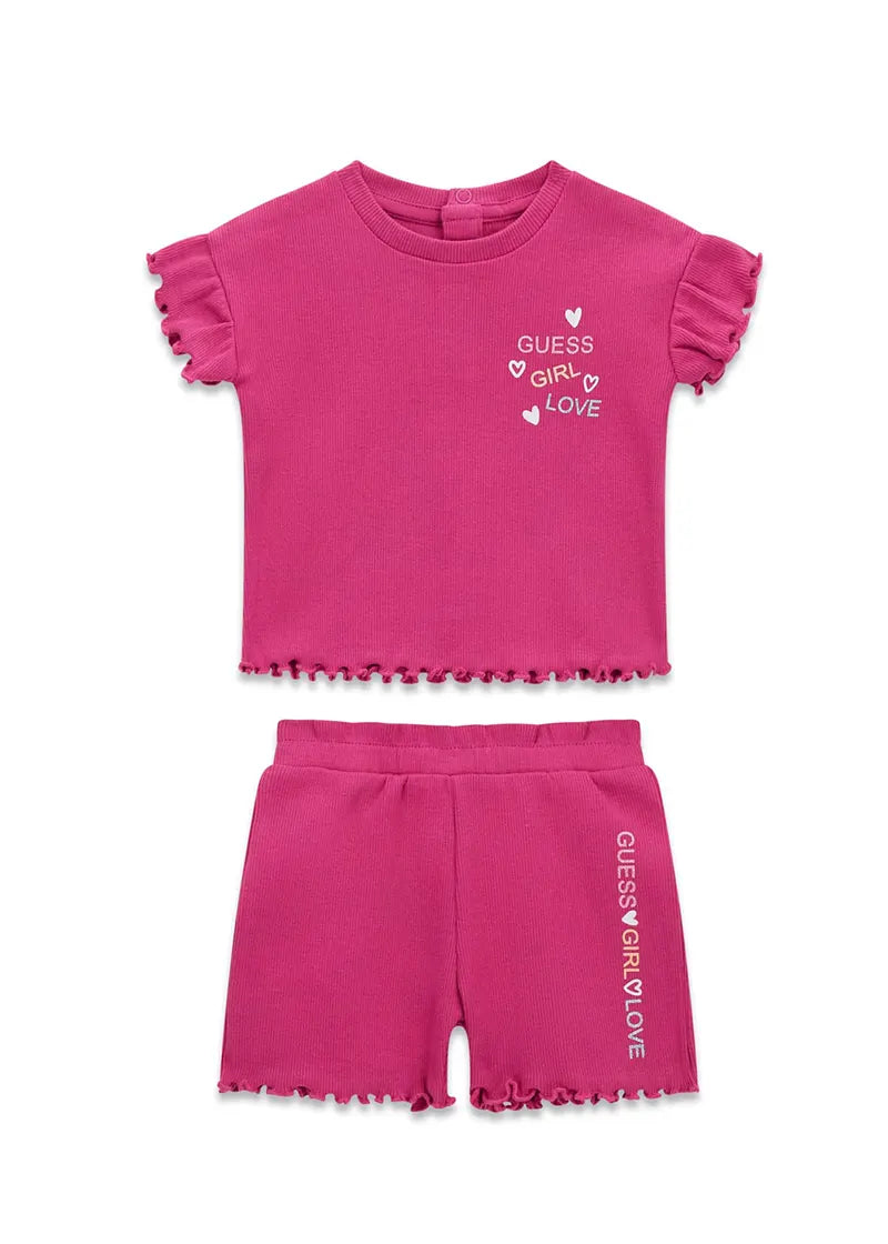 Βρεφικό Σετ Guess SET RIB SS T-SHIRT + RIB SHORT ΣΕΤ ΠΑΙΔΙΚΟ GIRL