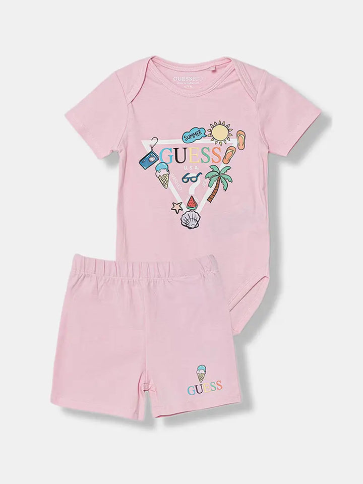 Βρεφικό Σετ Guess SET STR JERSEY SS BODY+SHORTS ΣΕΤ ΠΑΙΔΙΚΟ UNISEX