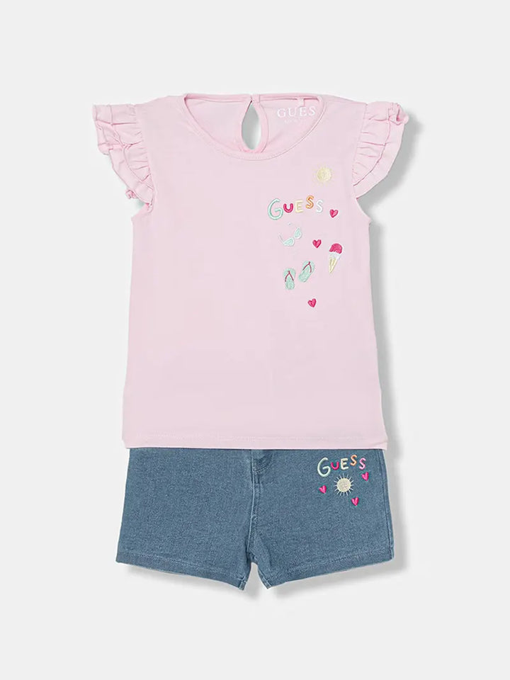 Παιδικό Σετ Guess SET SS T-SHIRT+STR DENIM SHORT ΣΕΤ ΠΑΙΔΙΚΟ GIRL