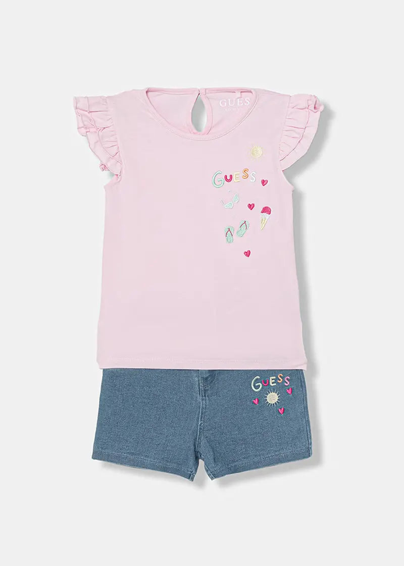 Παιδικό Σετ Guess SET SS T-SHIRT+STR DENIM SHORT ΣΕΤ ΠΑΙΔΙΚΟ GIRL