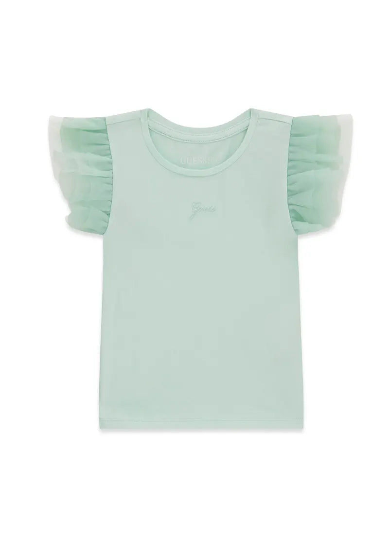 Παιδική Μπλούζα Guess SS T-SHIRT W/MESH FRILL ΜΠΛΟΥΖΑ ΠΑΙΔΙΚΟ GIRL