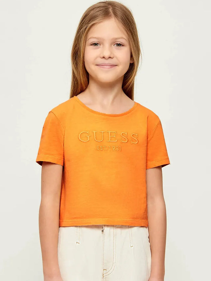 Παιδική Μπλούζα Guess SS CROP GARMENT DYE T-SHIRT ΜΠΛΟΥΖΑ ΠΑΙΔΙΚΟ GIRL