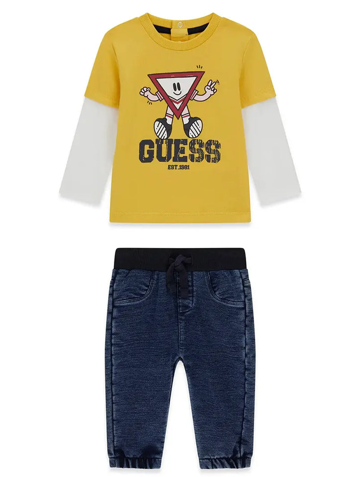 Παιδικό Σετ Guess SET LS T-SHIRT+KNIT DENIM PANT