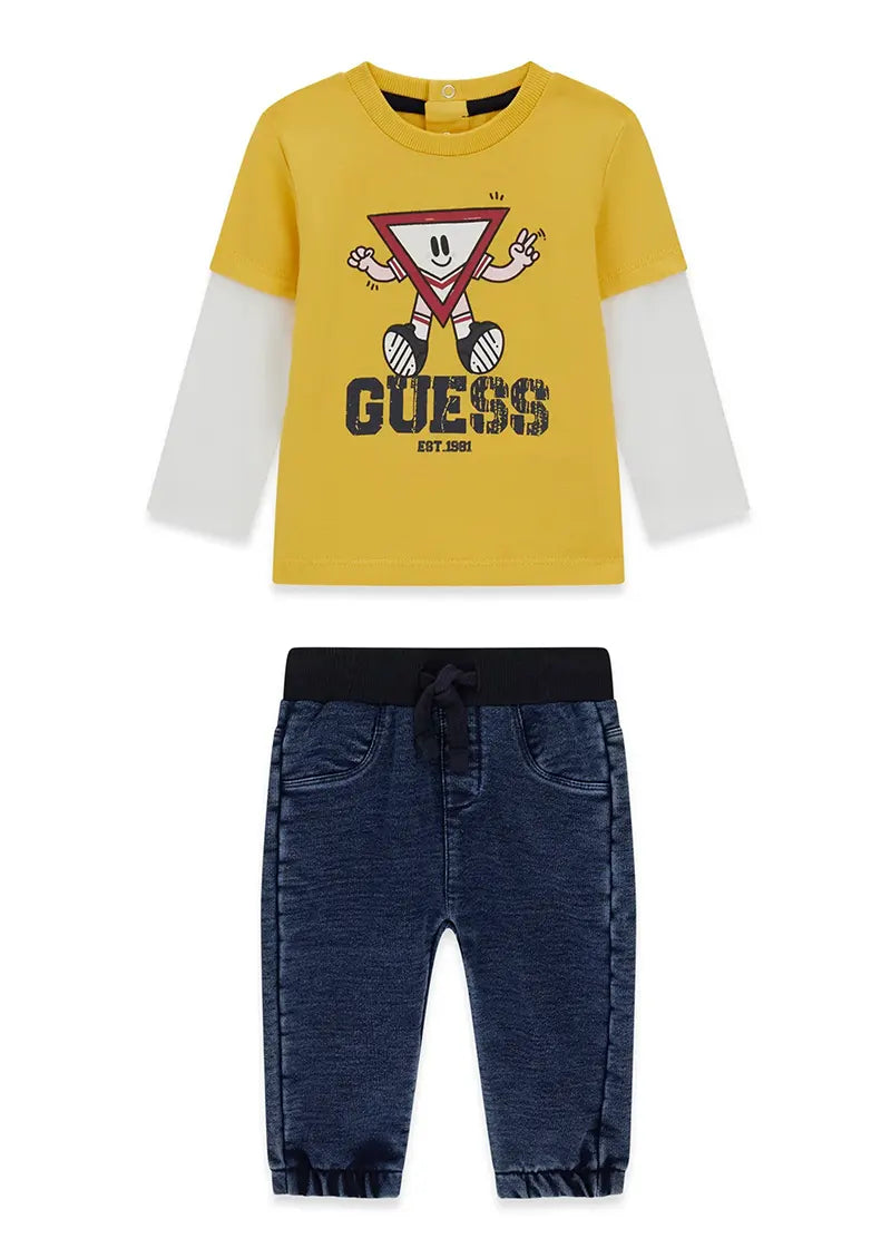 Παιδικό Σετ Guess SET LS T-SHIRT+KNIT DENIM PANT