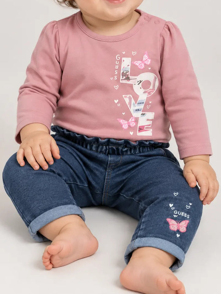Παιδικό Σετ Guess SET LS T-SHIRT+KNIT DENIM PANT ΣΕΤ ΠΑΙΔΙΚΟ GIRL