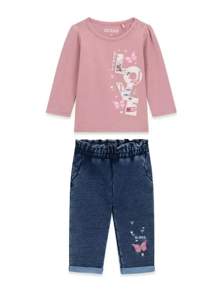 Παιδικό Σετ Guess SET LS T-SHIRT+KNIT DENIM PANT ΣΕΤ ΠΑΙΔΙΚΟ GIRL