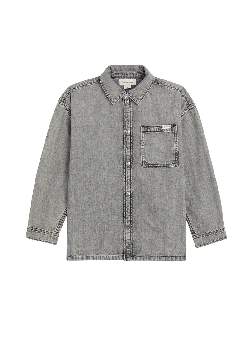 Παιδικό Πουκάμισο Calvin Klein DENIM SHIRT STONE GREY