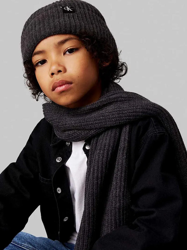 Παιδικό Κασκόλ Και Σκούφος Calvin Klein MONOGRAM RIB SCARF BEANIE SET