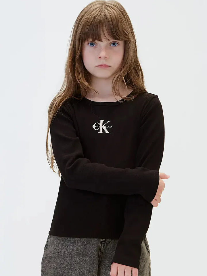 Παιδική Μπλούζα Calvin Klein MONOLOGO RIB LS T-SHIRT
