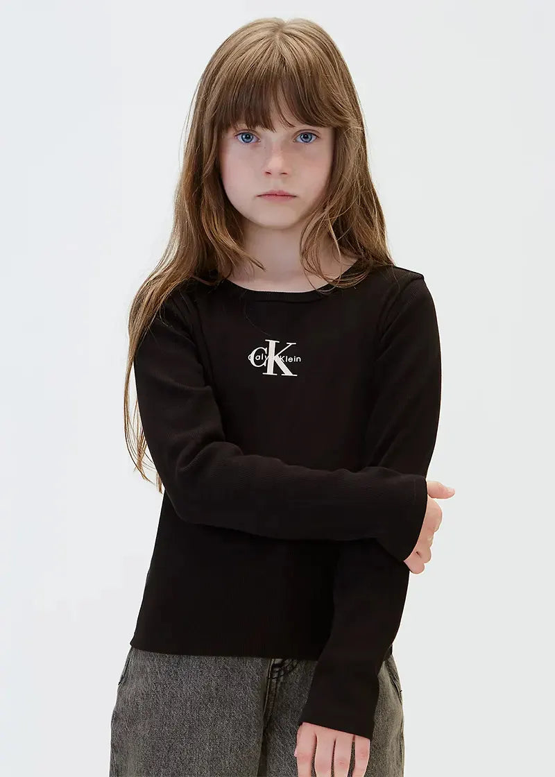 Παιδική Μπλούζα Calvin Klein MONOLOGO RIB LS T-SHIRT