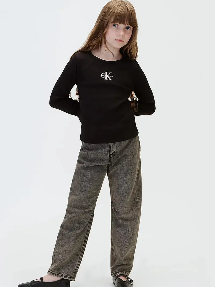 Παιδική Μπλούζα Calvin Klein MONOLOGO RIB LS T-SHIRT