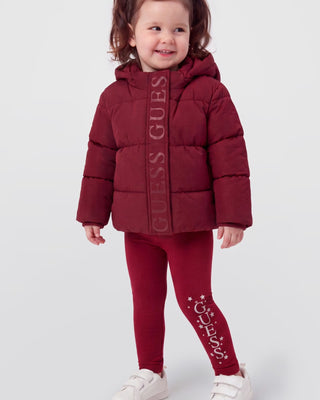 [K6BL08W3973-G5B7-3E] Παιδικό Μπουφάν Guess HOODED LS PUFFER ΜΠΟΥΦΑΝ ΠΑΙΔΙΚΟ GIRL (Κόκκινο, 3 Ε)