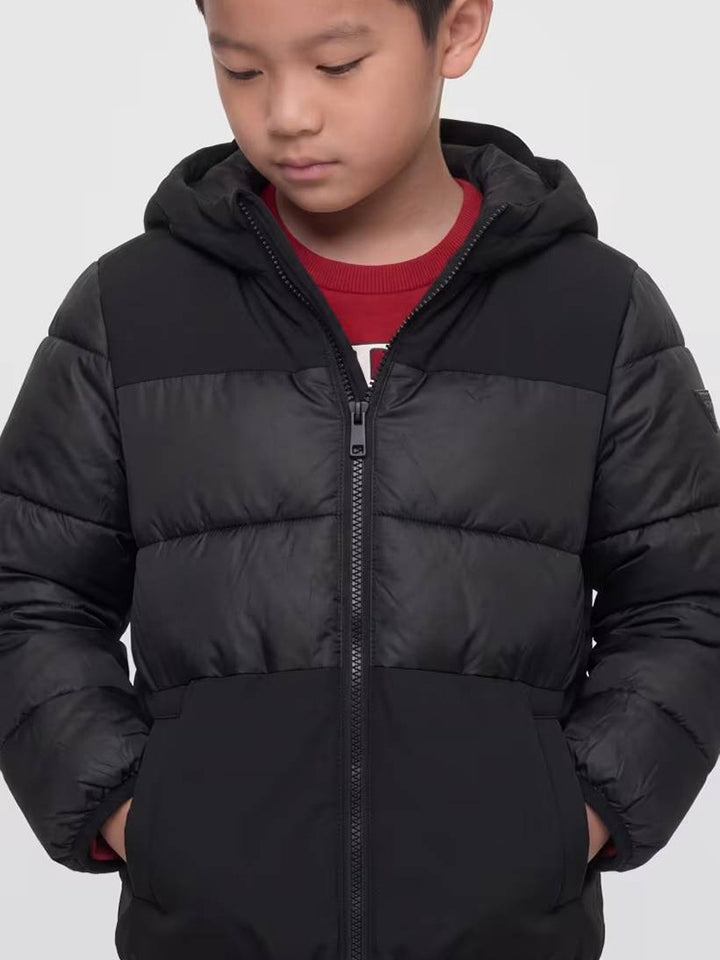 Παιδικό Μπουφάν Guess HOODED LS MIXED FABRIC PUFFER ΜΠΟΥΦΑΝ ΠΑΙΔΙΚΟ