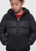 Παιδικό Μπουφάν Guess HOODED LS MIXED FABRIC PUFFER ΜΠΟΥΦΑΝ ΠΑΙΔΙΚΟ