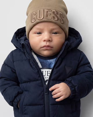 [I6BL02W3896-G7V2-18M] Παιδικό Μπουφάν Guess VELVET HOODED LS PUFFER W/ZIP ΜΠΟΥΦΑΝ ΠΑΙΔΙΚΟ BOY (18 Μ)