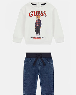 [I6BG02K5804-G011-12M] Παιδικό Σετ Guess SET LS ACTIVE TOP + KNIT DENIM ΣΕΤ ΠΑΙΔΙΚΟ BOY (Λευκό, 12 Μ)