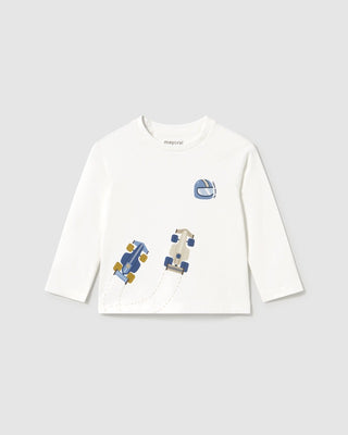 [16-02007-078-18M] Παιδικό T-Shirt Μακρ/Νικο Αυτοκινητακ Mayoral (Εκρού, 18 Μ)