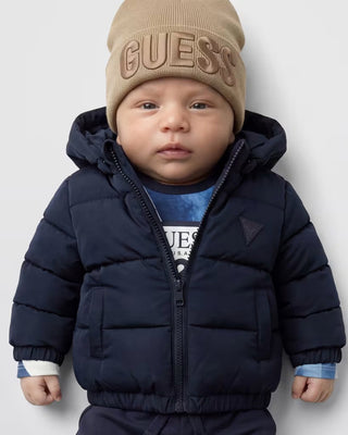 [I6BL02W3896-G7V2-18M] Παιδικό Μπουφάν Guess VELVET HOODED LS PUFFER W/ZIP ΜΠΟΥΦΑΝ ΠΑΙΔΙΚΟ BOY (18 Μ)