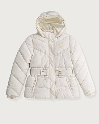 [J6BL03W3995-G012-8E] Παιδικό Μπουφάν Guess HOODED LS PUFFER W/ZIP ΜΠΟΥΦΑΝ ΠΑΙΔΙΚΟ GIRL (Εκρού, 8 Ε)