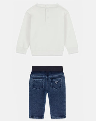 [I6BG02K5804-G011-12M] Παιδικό Σετ Guess SET LS ACTIVE TOP + KNIT DENIM ΣΕΤ ΠΑΙΔΙΚΟ BOY (Λευκό, 12 Μ)