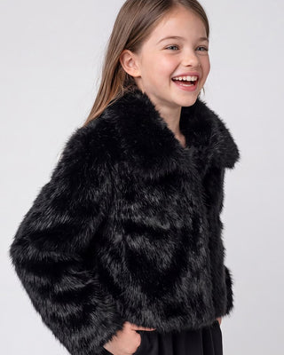 [J6BL06W3998-JBLK-8E] Παιδικό Μπουφάν Guess FAUX FUR LS JACKET ΜΠΟΥΦΑΝ ΠΑΙΔΙΚΟ GIRL (Μαύρο, 8 Ε)