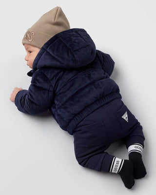 [I6BL02W3896-G7V2-18M] Παιδικό Μπουφάν Guess VELVET HOODED LS PUFFER W/ZIP ΜΠΟΥΦΑΝ ΠΑΙΔΙΚΟ BOY (18 Μ)