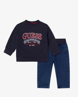 [I6BG02K5804-G7V2-12M] Παιδικό Σετ Guess SET LS ACTIVE TOP + KNIT DENIM ΣΕΤ ΠΑΙΔΙΚΟ BOY (Μπλε Σκούρο, 12 Μ)
